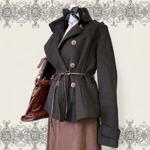 Vintage Black Rivet, Black blazer pea coat with gold buttons